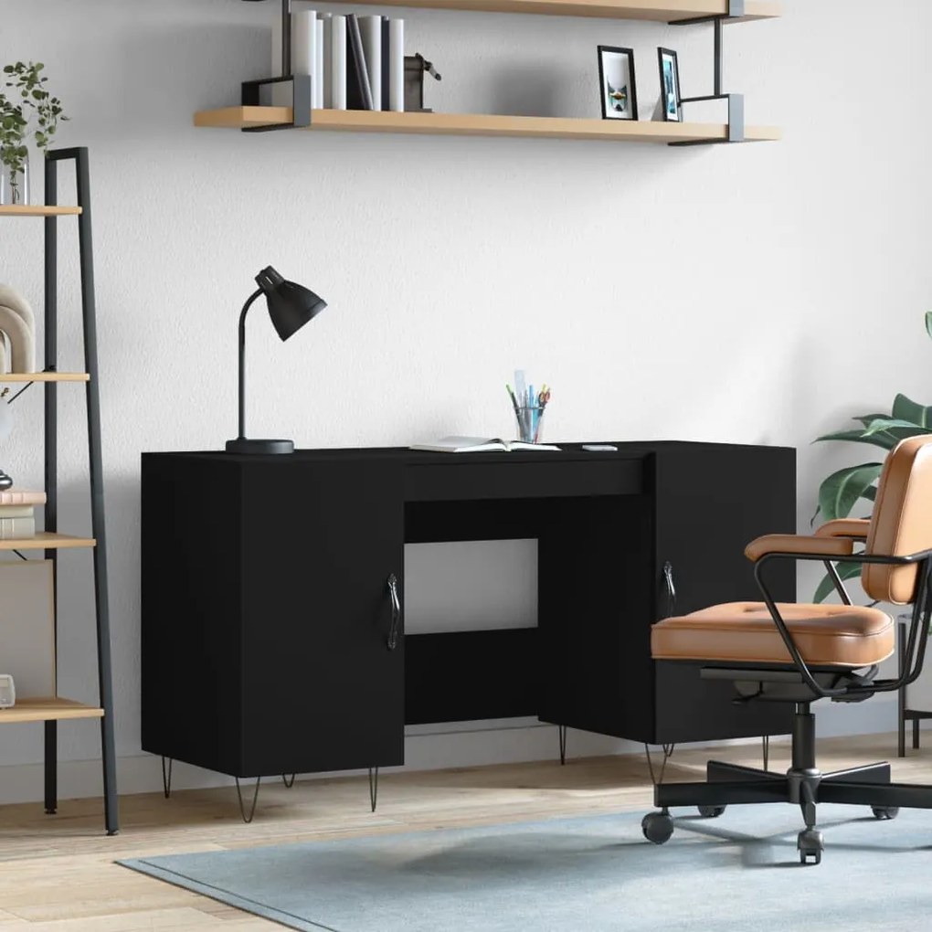 vidaXL Secretária 140x50x75 cm derivados de madeira preto