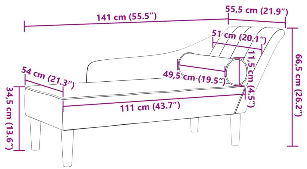 Chaise lounge com almofadões veludo cinzento-claro