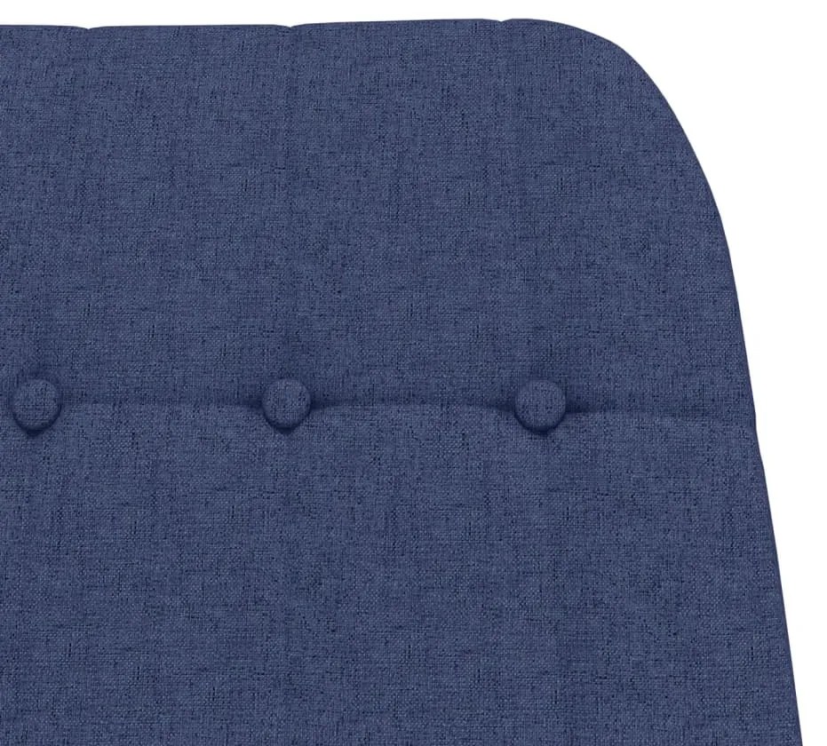 Cadeira de baloiço com apoio de pés tecido azul