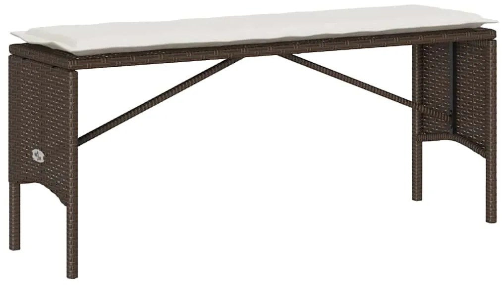 3 pcs conjunto jantar p/ jardim c/ almofadões vime PE castanho