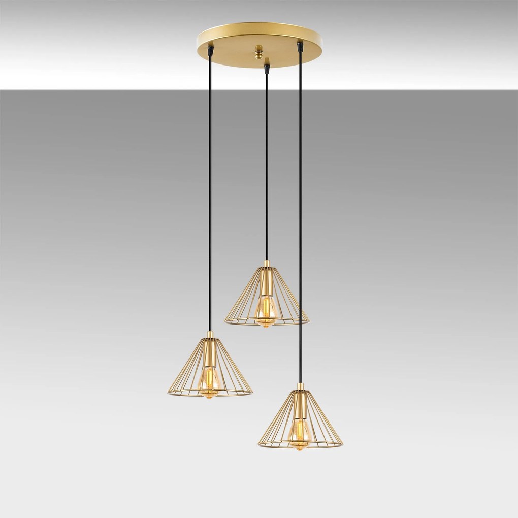 Candeeiro Chandelier Soylu – Dourado Brilhante – 41 x 41 x 117 cm