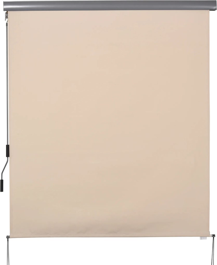 Toldo exterior enrolável de 2,5 x 1,6 m com manivela, em alumínio e poliéster de 280 g/m² com proteção UV50+, cor creme