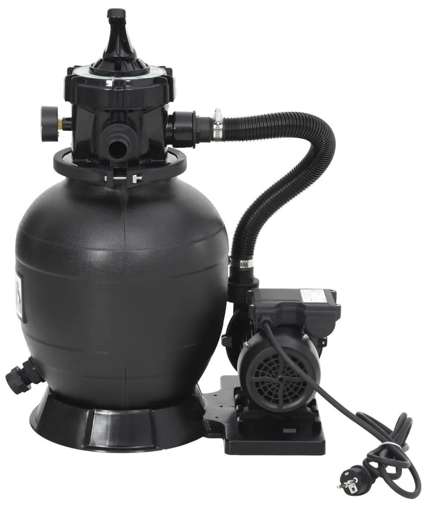Filtro de areia p/ piscina com válvula de 6 vias preto