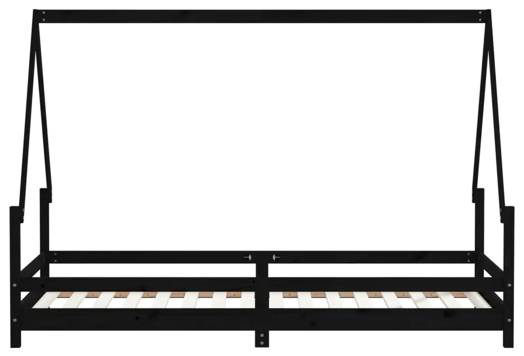 Estrutura de cama infantil 90x200 cm pinho maciço preto