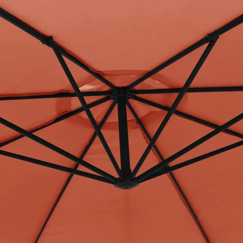 Guarda-sol cantilever com poste de alumínio 350 cm terracota