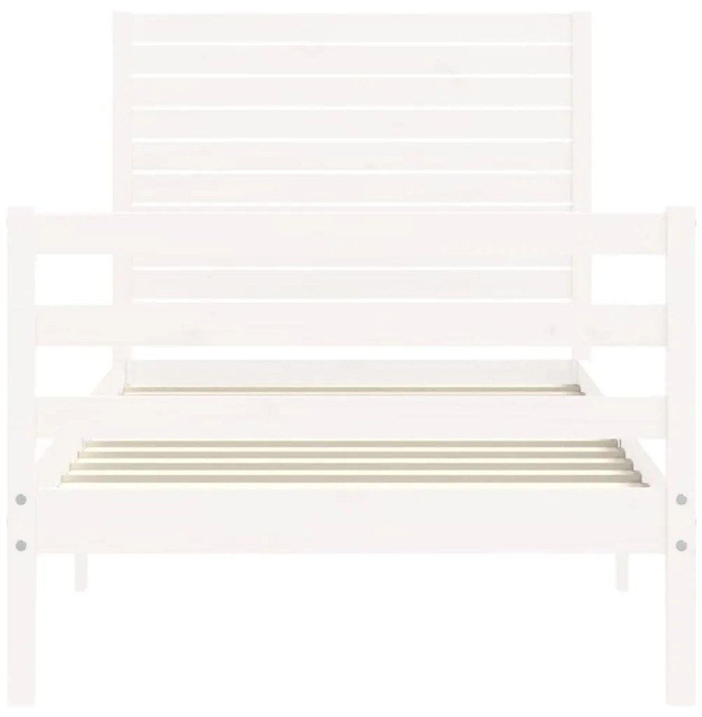 Estrutura de cama com cabeceira 100x200cm madeira maciça branco