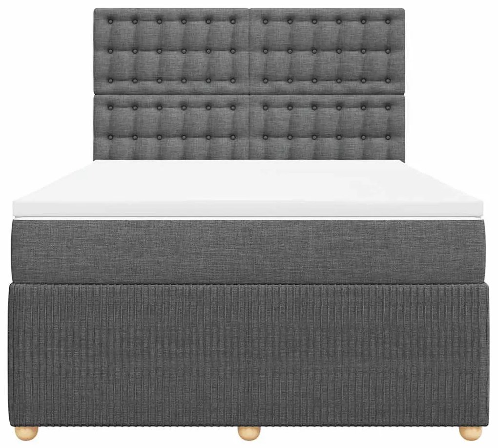 Cama com molas/colchão 140x200 cm tecido cinzento-escuro
