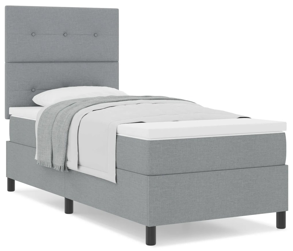 Cama Box com Colchão Cinza Claro 80x200 cm Tecido