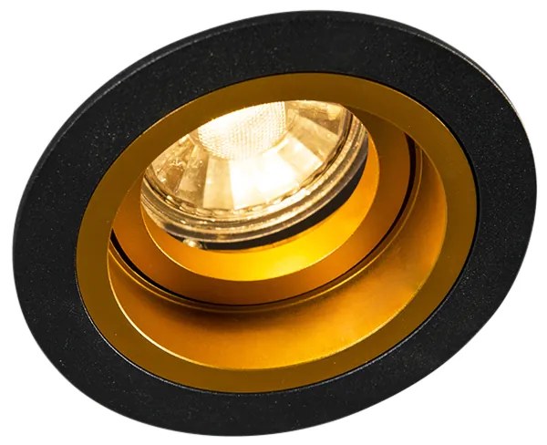 LED Foco embutido inteligente preto com dourado inclinável incl. Wifi GU10 - Chuck Moderno
