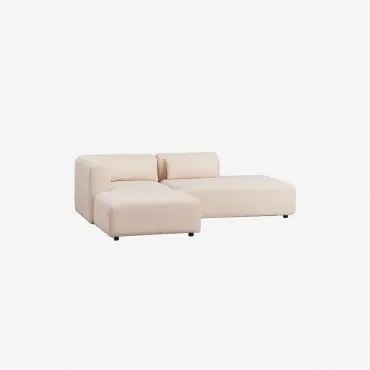 Sofá Modular De Canto De 2 Peças Com Chaise Direita E Pufe Fogler Chenille Creme Bege - Sklum