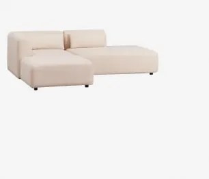 Sofá Modular De Canto Em 2 Peças Com Chaise Longue Direita E Puff Fogler Tecido Pele De Borrego Bege Creme - Sklum