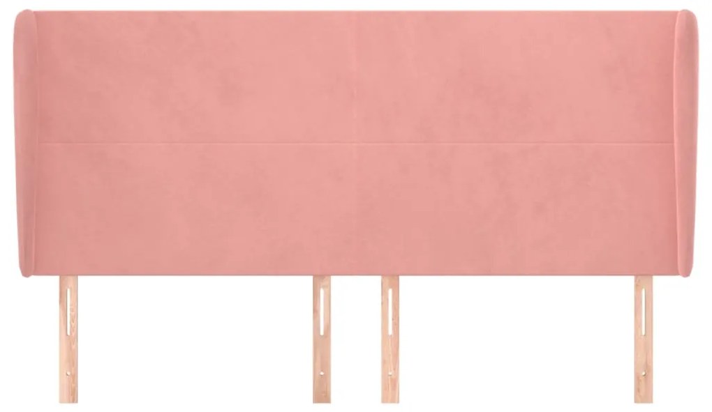 Cabeceira cama c/ abas veludo 203x23x118/128 cm rosa