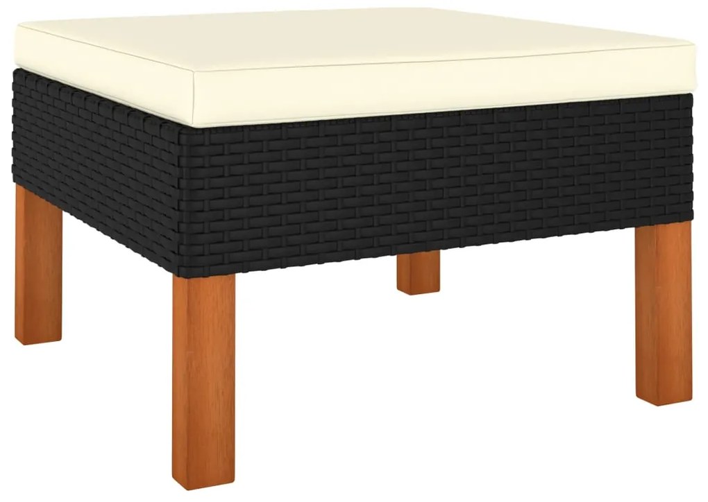 9 pcs conjunto lounge de jardim c/ almofadões vime PE preto