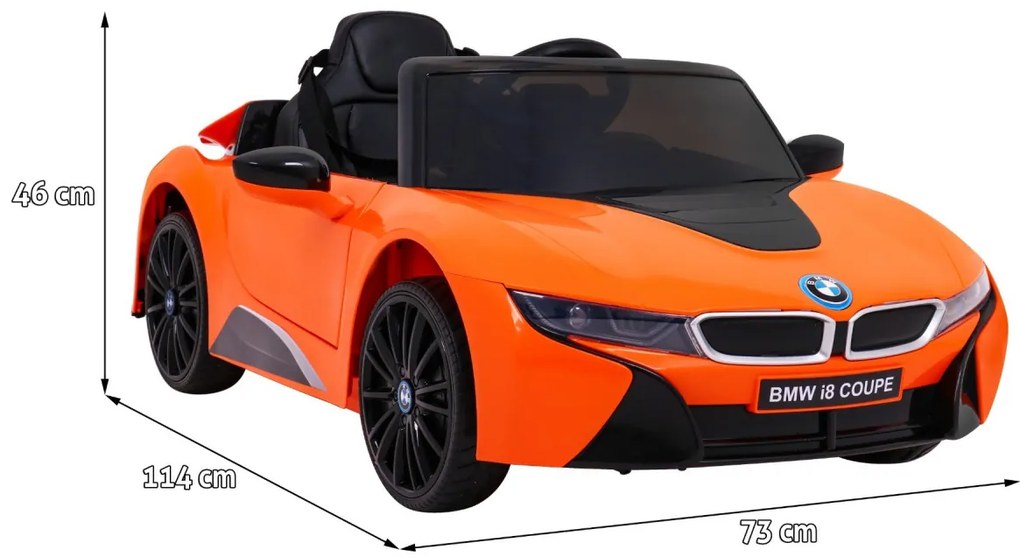 Carro elétrico para Crianças 12V BMW I8 LIFT Rodas de EVA, Assento de couro Laranja