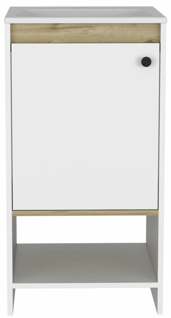Conjunto Malaga, Estante Casa de Banho Z 44 + Móvel de Casa de Banho com Lavatório + Prateleira de Banheiro sobre Sanita ,75.6/85/160 H cm X 44/45/63.1 W cm X 40/45/25.1 D cm , Dune/Branco