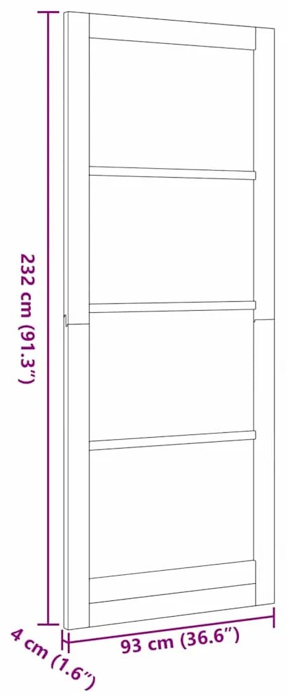 Porta Interior com Vidro "ORKDAL" 93x232x4 cm Madeira Sólida de Pinhei