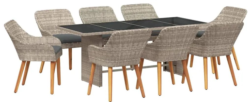 Conjunto de sala de jantar 9 pcs Cinzento-claro