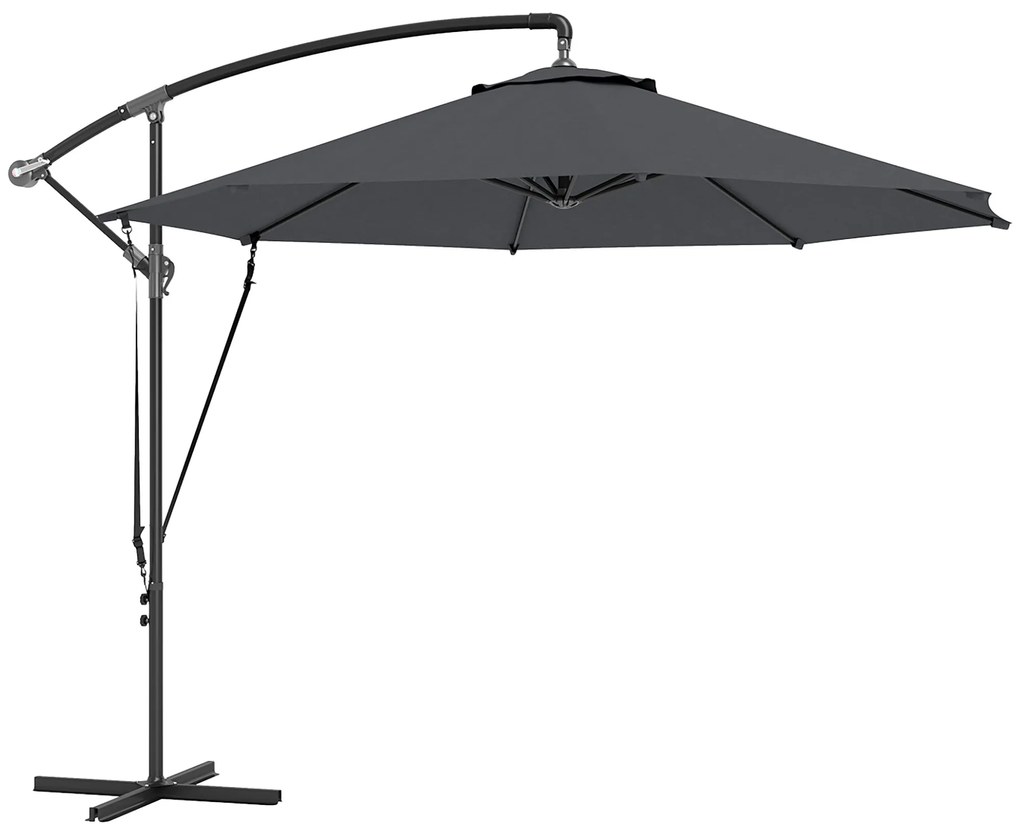 Chapéu de Sol Excêntrico Ø 290 cm Chapéu de Sol de Jardim com Base Cru