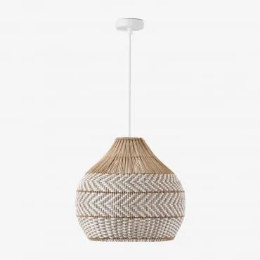 Lâmpada De Teto Suspensa Para Exterior Em Rattan Trançado Llaury Branco & Ø40 Cm - ↑40 Cm Llaury - Sklum
