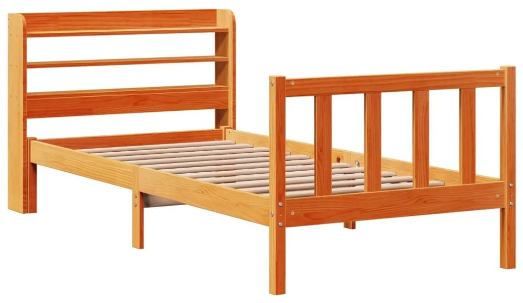 Estrutura cama c/ cabeceira 90x200 cm pinho maciço castanho-mel