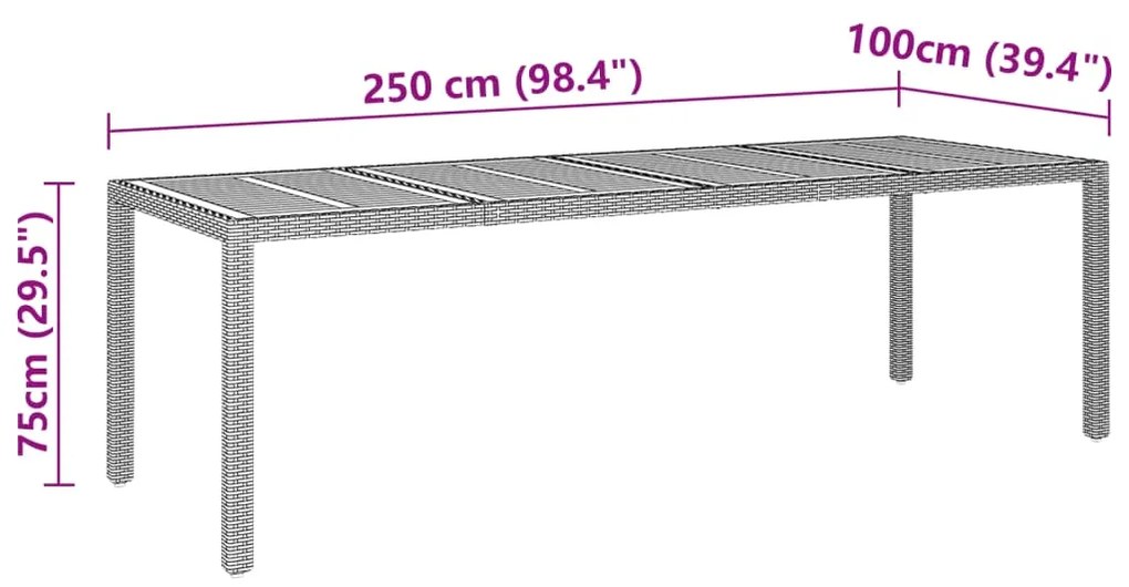 11 pcs conjunto de jantar para jardim vime PE cinzento