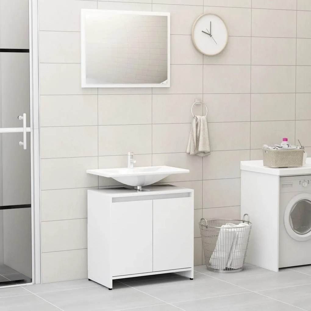 802651 vidaXL Conjunto de móveis de casa de banho contraplacado branco