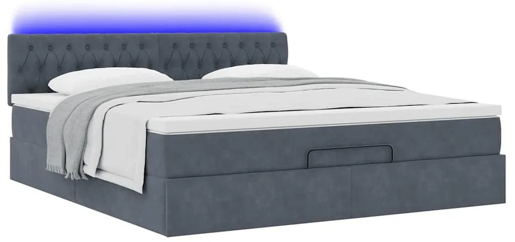Estrutura de cama otomana com colchão 180x200cm cinzento escuro