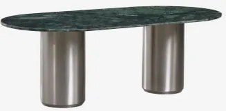 Mesa De Jantar Oval 220 X 110 Cm Luceida Mármore Verde Udaipur & Aço Inoxidável Escovado - Sklum