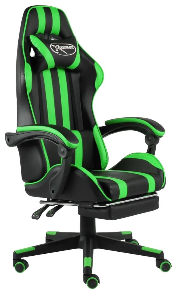 20529 vidaXL Cadeira estilo corrida c/ apoio pés couro artificial preto/verde