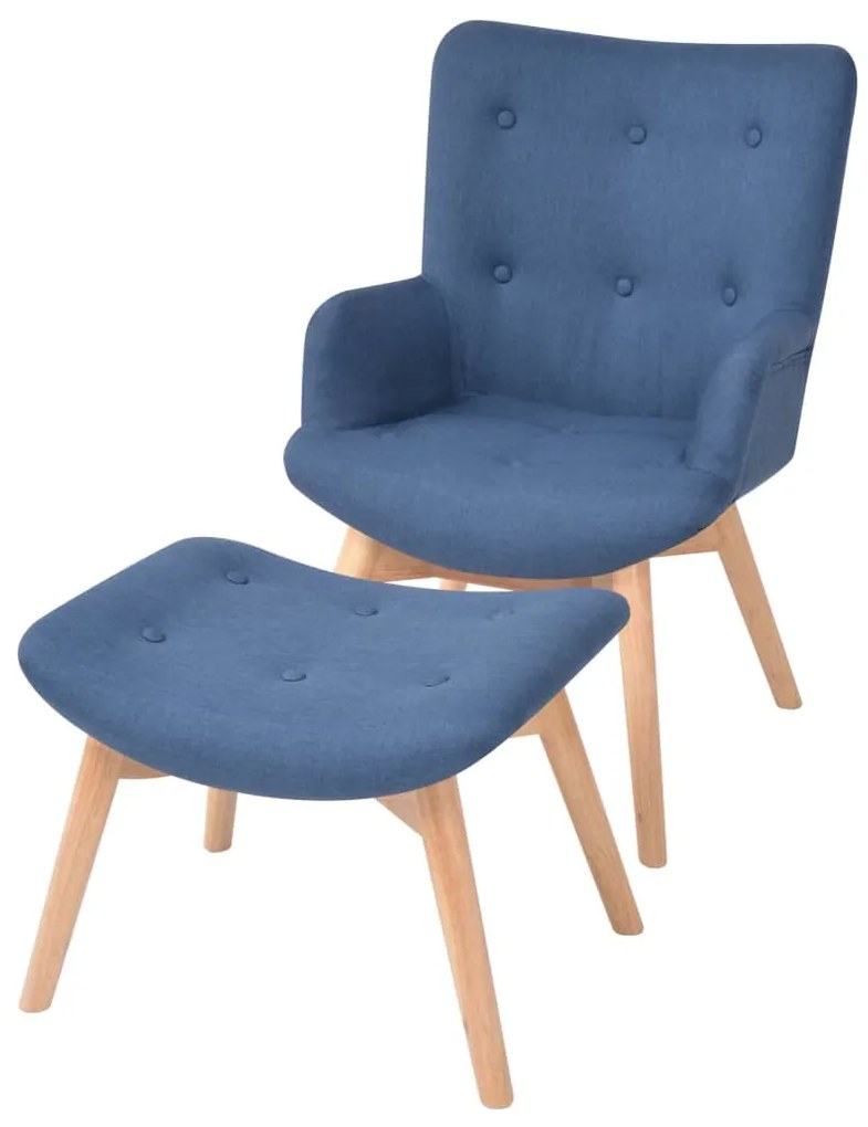244663 vidaXL Poltrona com apoio para pés tecido azul