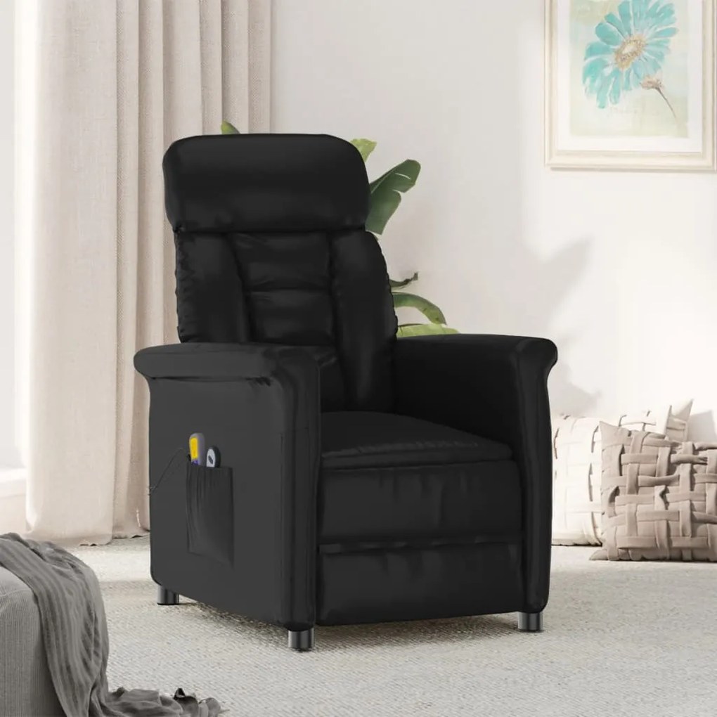 vidaXL Poltrona de massagens elétrica couro artificial preto