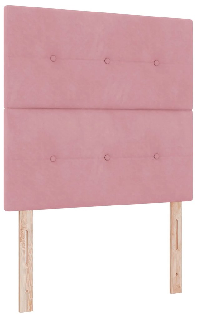 Cama Box Spring com Colchão Rosa 90x200 cm Veludo