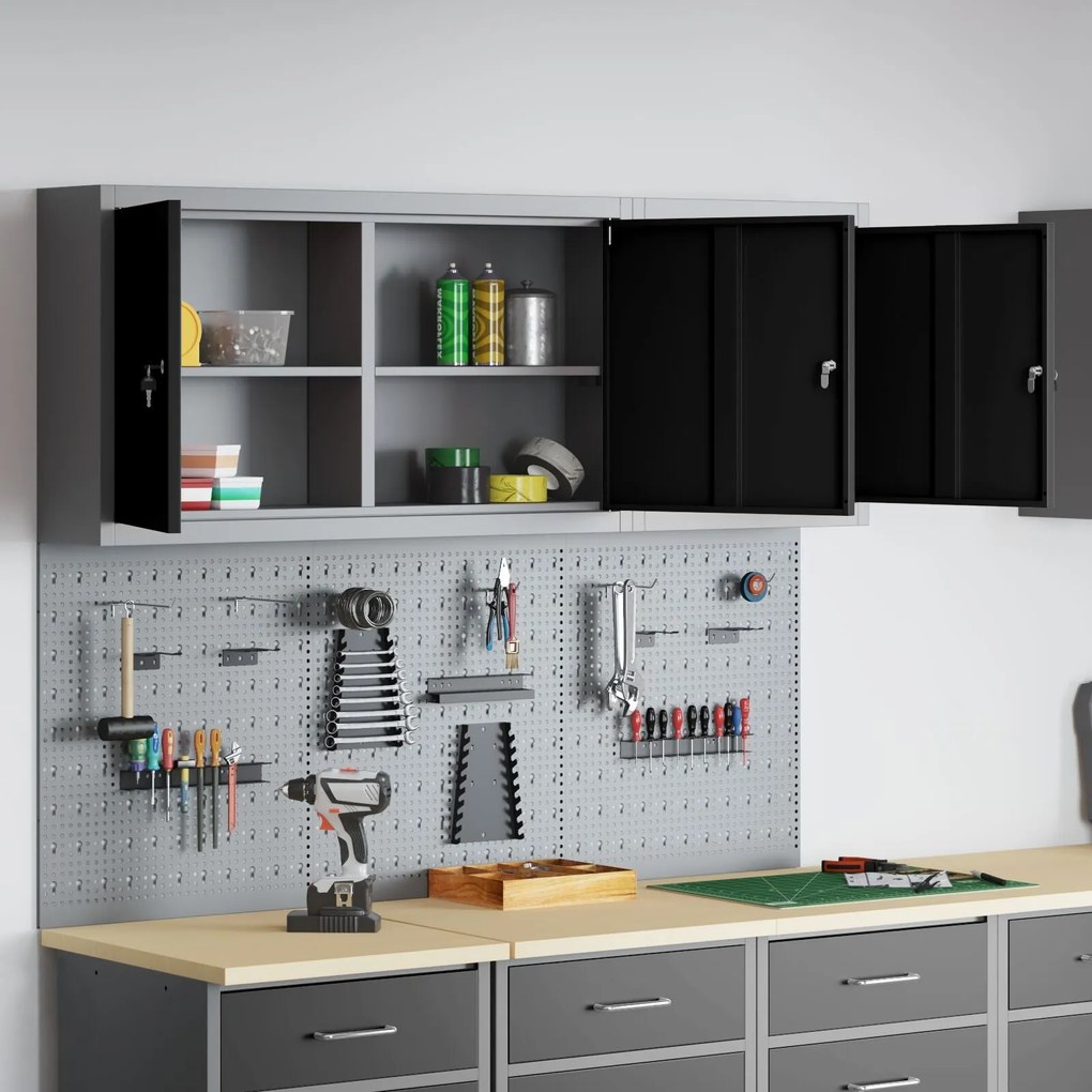 Conjunto de Armário de Ferramentas e Painel de Ferramentas de 5 Peças