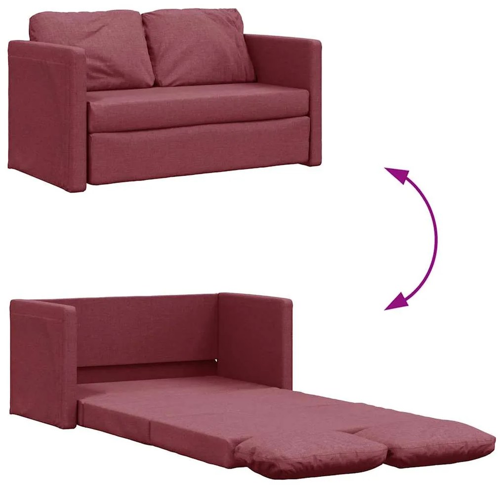 Sofá-cama sem pés 112x174x55 cm tecido vermelho tinto