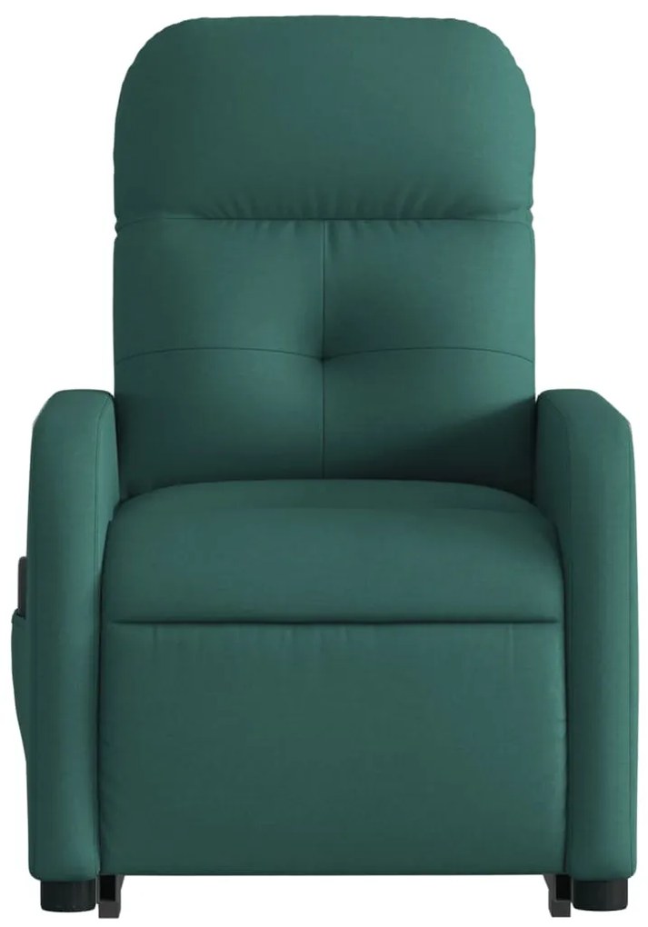 Poltrona elétrica elevatória massagens tecido verde-escuro
