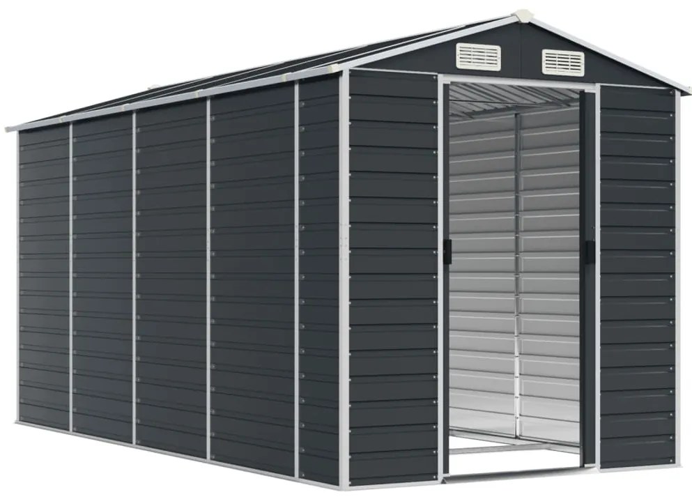 Abrigo de jardim 191x385x198 cm aço galvanizado antracite