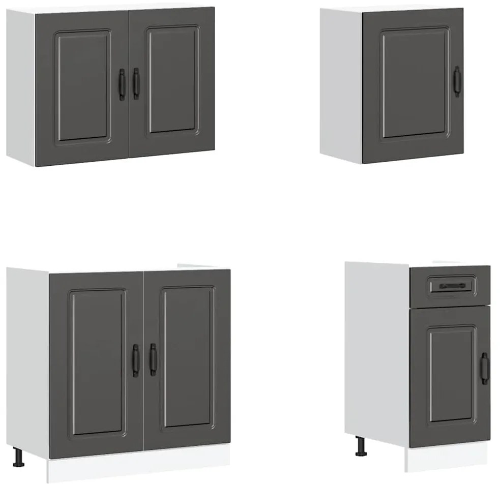 7 peças armário de cozinha conjunto Kalmar preto