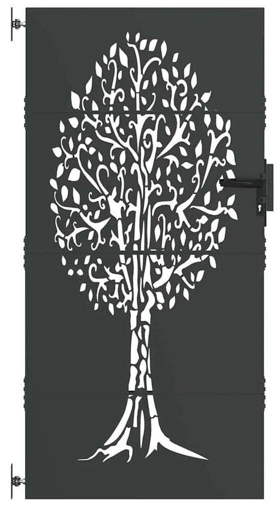 Portão de Jardim Preto 100 x 175 cm Aço com Revestimento em Pó