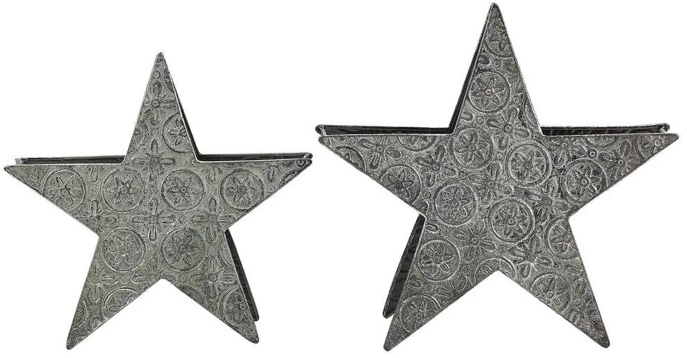 Conjunto de 2 castiçais em metal prateado TORNIO Beliani