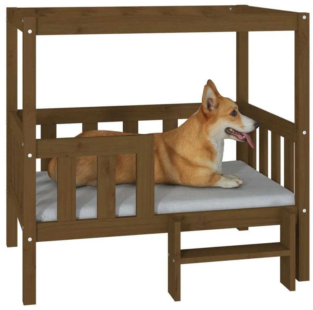 vidaXL Cama para cães 95,5x73,5x90 cm pinho maciço castanho mel