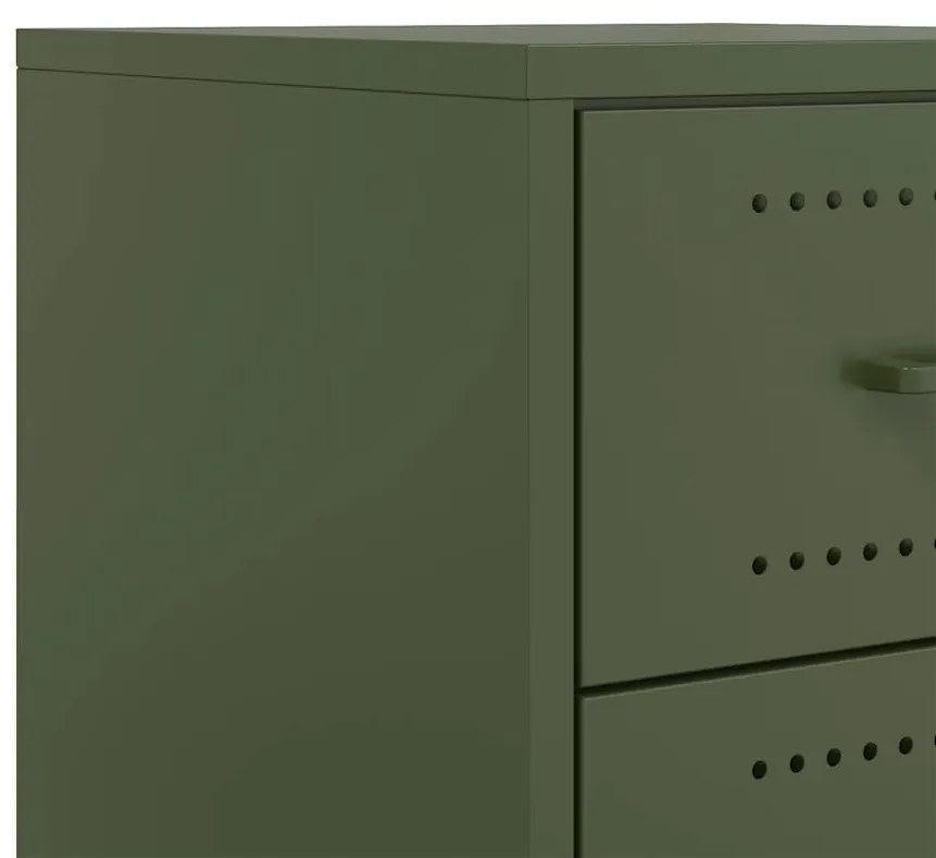 Mesa de cabeceira 36x39x43,5 cm aço verde-azeitona