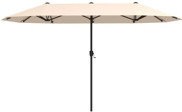 Guarda-sol de 392 cm com dupla face, grande, tamanho duplo, com manivela e 12 varas resistentes para jardim Bege
