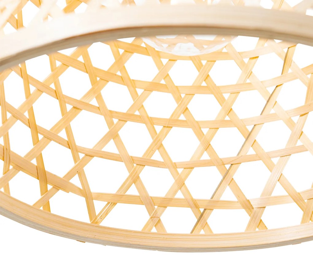 Candeeiro de suspensão oriental preto com bambu - Rayan