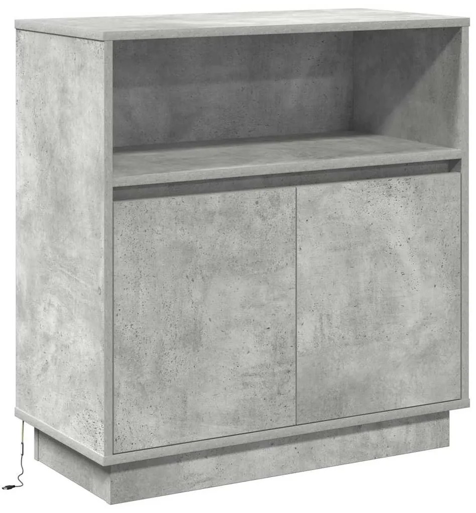 Aparador com LED Cinza Concreto 71x34,5x75 cm Madeira de Engenharia