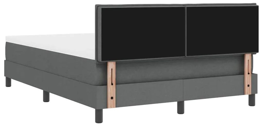 Cama Box Spring com Colchão e LED Cinza Escuro 140x200 cm de Tecido
