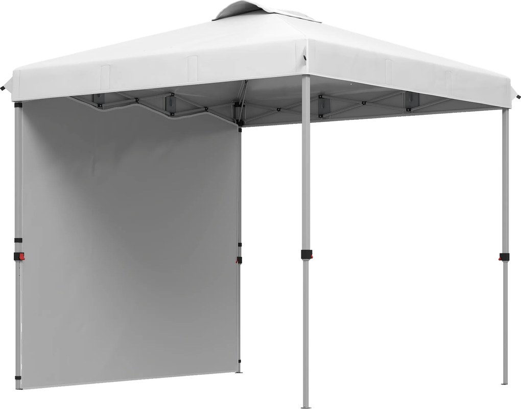 Outsunny Tenda Dobrável 2,5x2,5 m Tenda de Jardim com 1 Parede Lateral Proteção UV Altura Ajustável para Campismo Festas e Exterior Branco | AOSOM Portugal