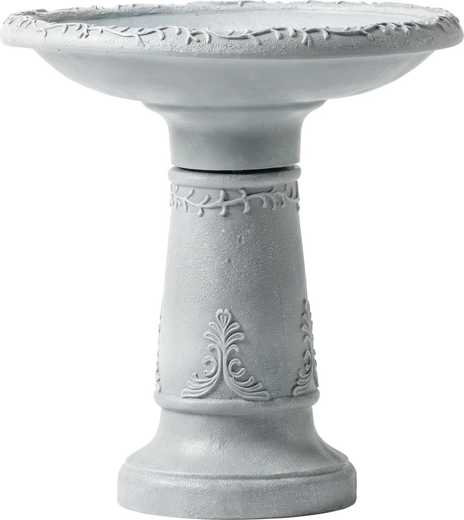 Outsunny Banho para pássaros em resina para exterior, banho redondo de 51 cm com aparência de pedra, comedouro independente, Cinza | Aosom Portugal