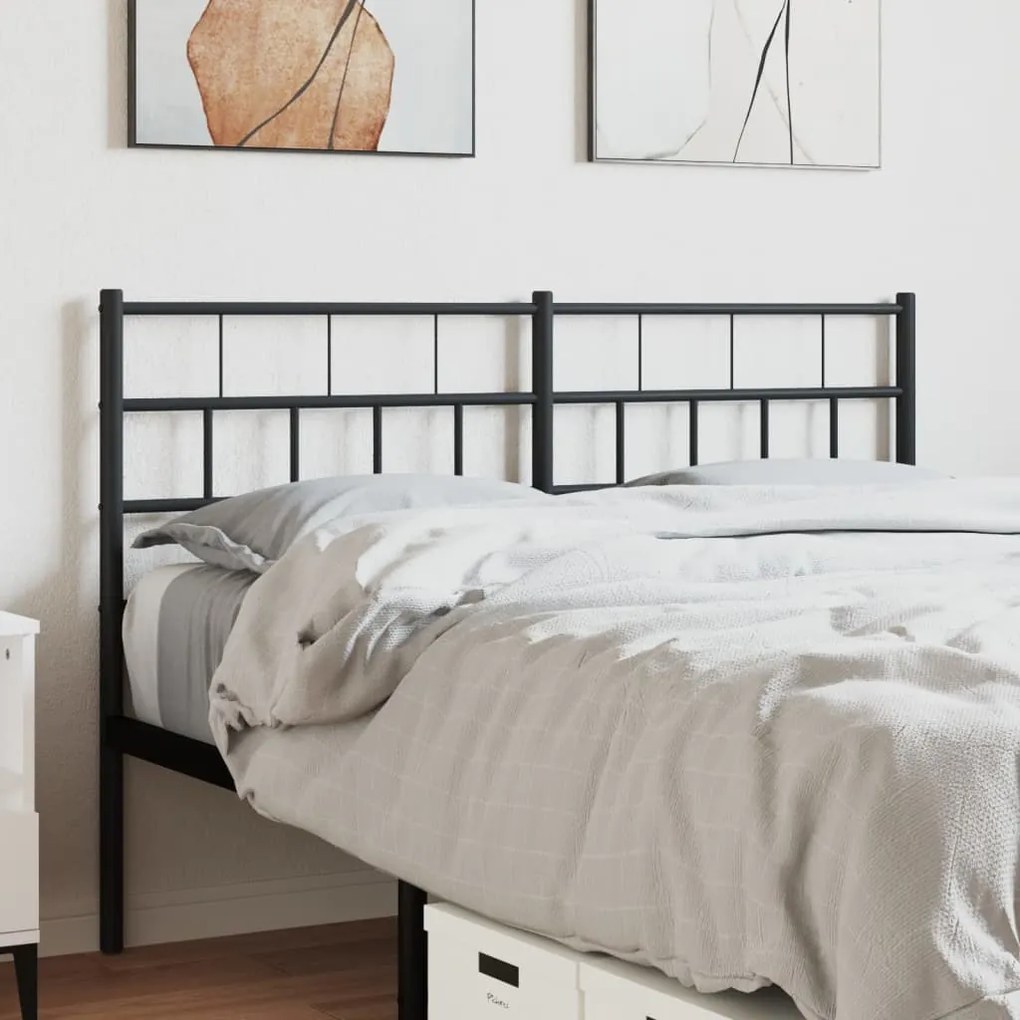 vidaXL Cabeceira de cama 135 cm metal preto