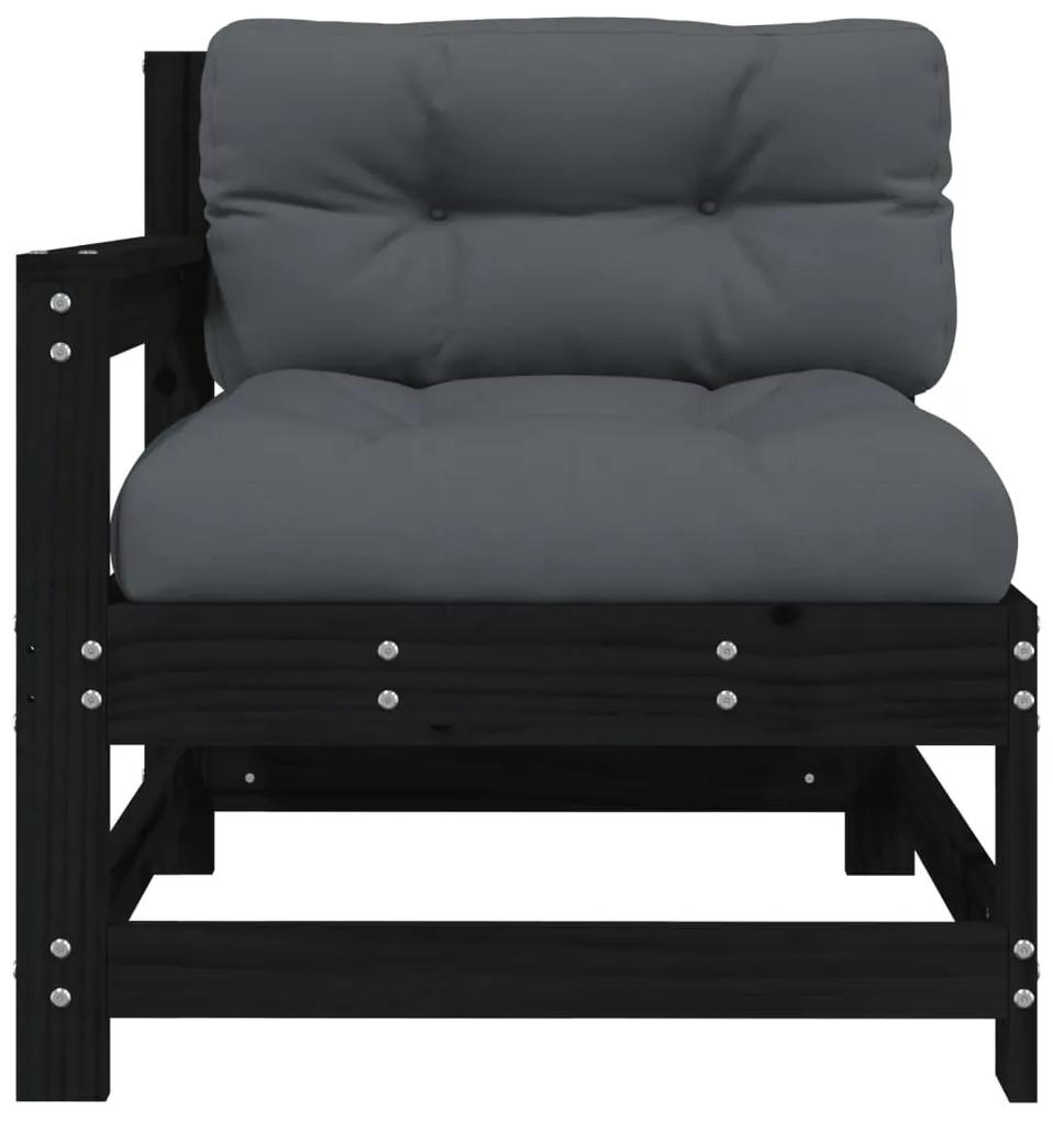 Cadeira de jardim c/ almofadões pinho maciço preto