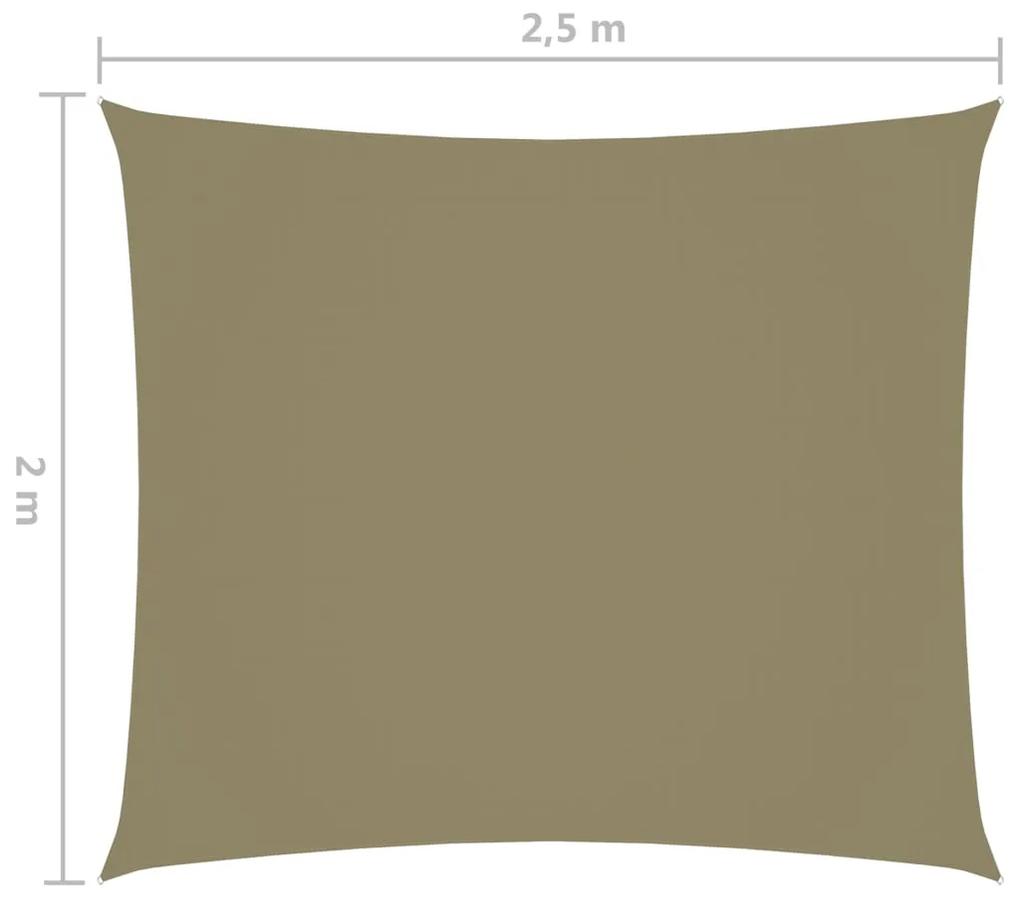 Para-sol estilo vela tecido oxford retangular 2x2,5 m bege